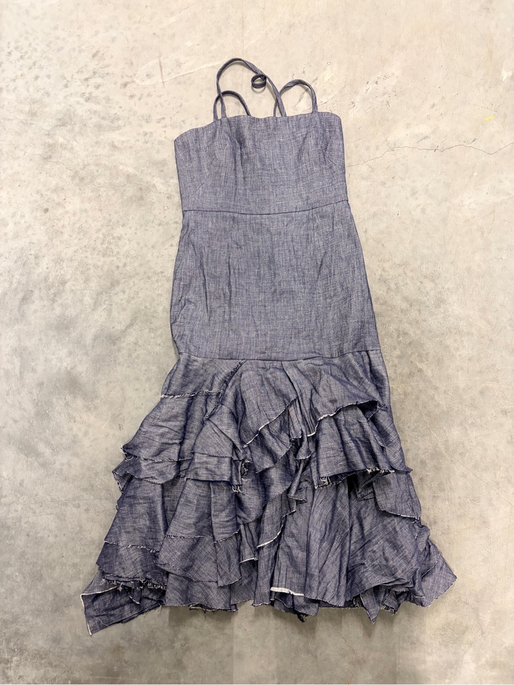 Milly Chambray Ruffle-Hem Sundress - Blue